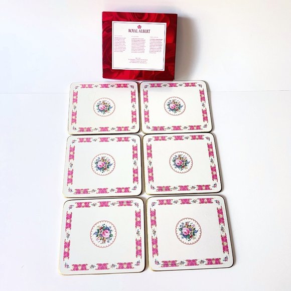 ✨2/$80, 3/$110✨Royal Albert Lady Carlyle Cork back Coasters - Set of 6, Y2K. - Picture 4 of 11